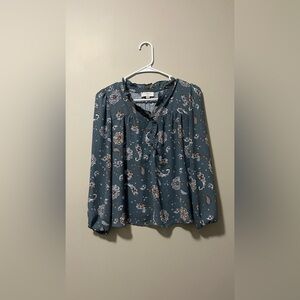 Ann Taylor LOFT Outlet floral long sleeve shirt size xxs